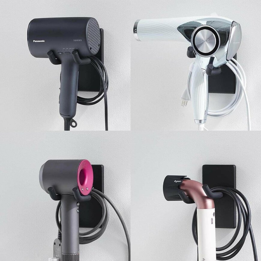 出所：山崎実業公式　ウォール角度調節ドライヤーホルダー タワー 石こうボード壁対応