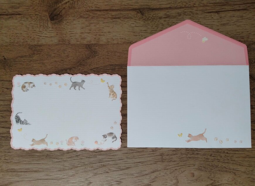 筆者撮影（ダイソー、ミニレターセット（ネコ））