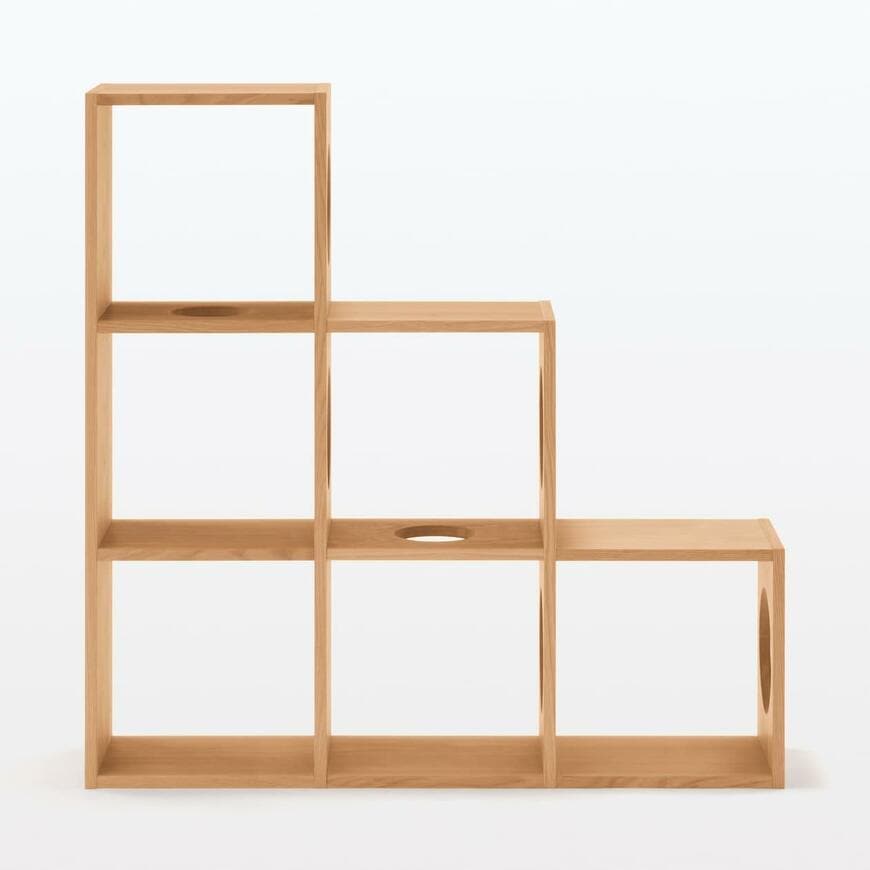 無印良品 スタッキングシェルフ 猫用 3段×3列セット オーク材突板 画像