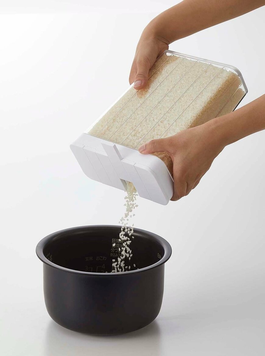 山崎実業公式　1合分別 冷蔵庫用米びつ タワー
