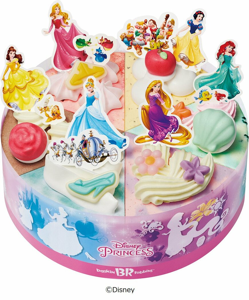 出所：B-R サーティワン アイスクリーム株式会社『自由に飾って楽しみ方2倍♪ちょっぴりオトナのプリンセスケーキ「ディズニープリンセス / パレット6」』©Disney