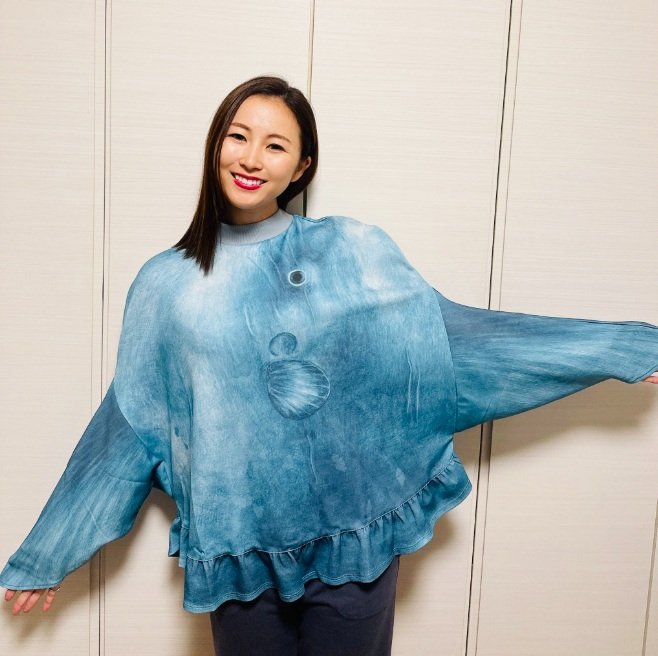 可愛い！実際にマンボウTシャツを着用した様子
