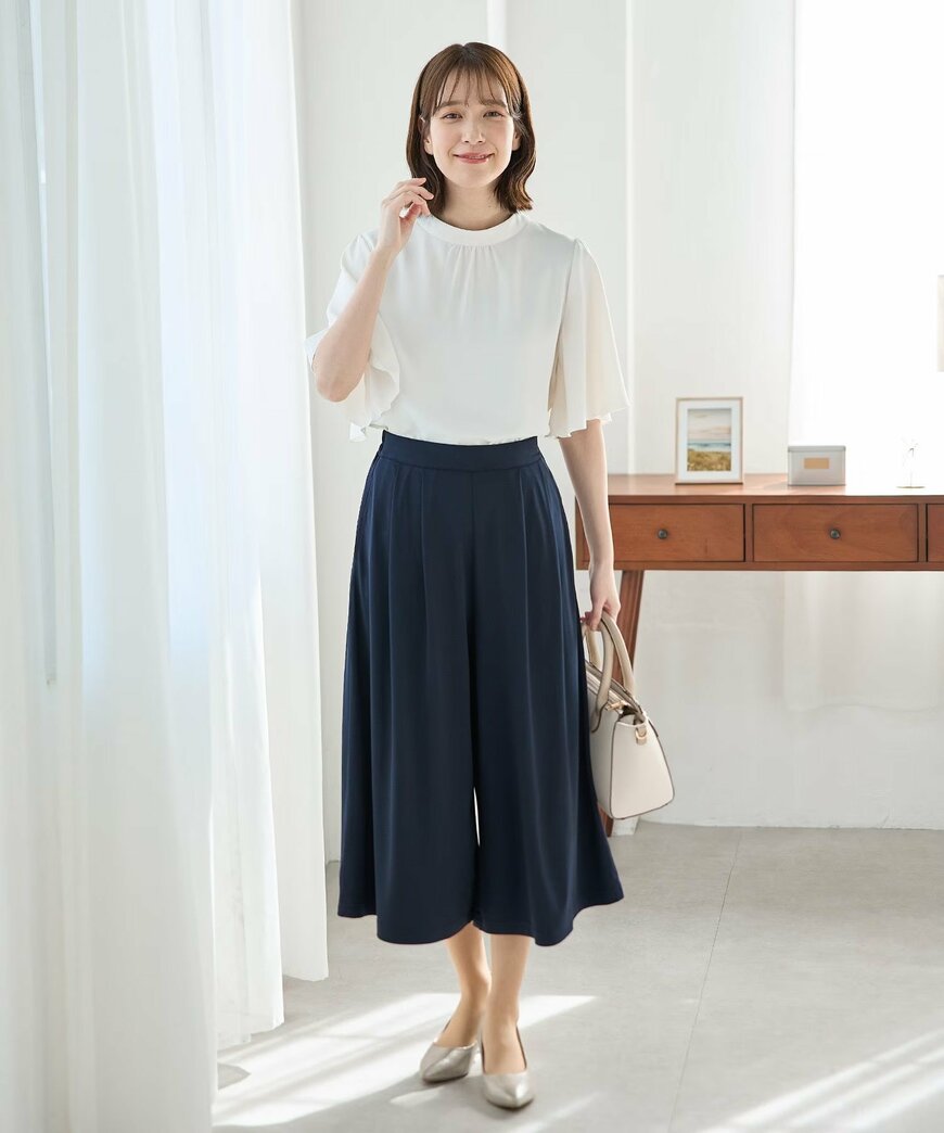 ハニーズ公式　カット素材ガウチョパンツ