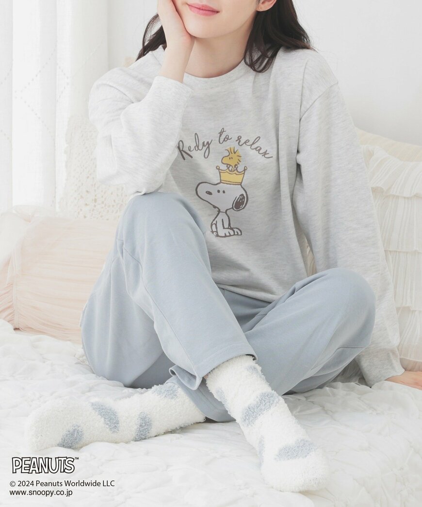 ハニーズスヌーピー／ルームウェア（上下セット）アイボリー×ミント