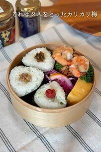 【3種のおにぎり弁当】具は食べる調味料！外側にも具を飾った可愛いおにぎりが話題！