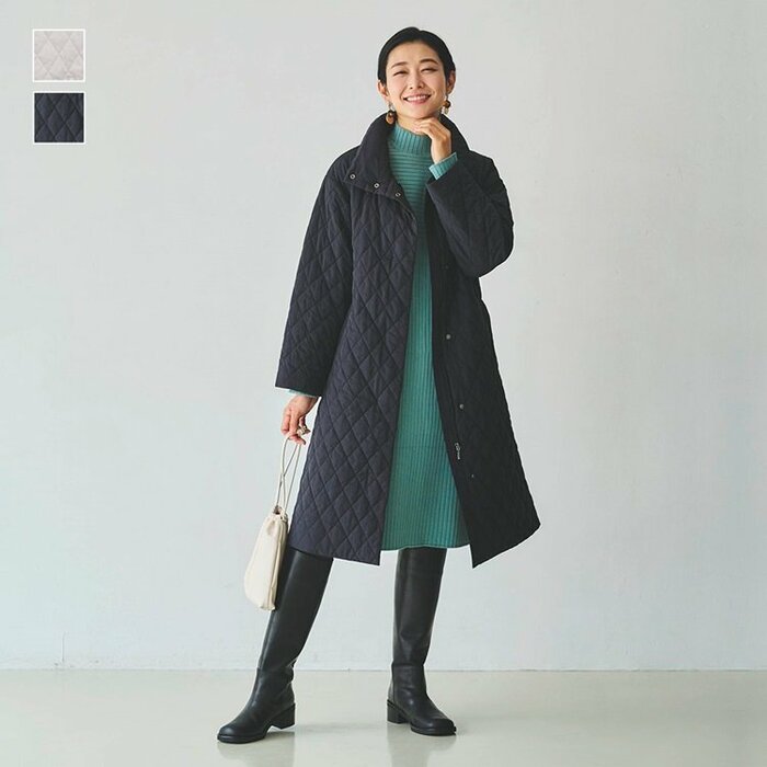 【すごナノ撥水】ベルテッドキルトコート（FREEサイズ）
