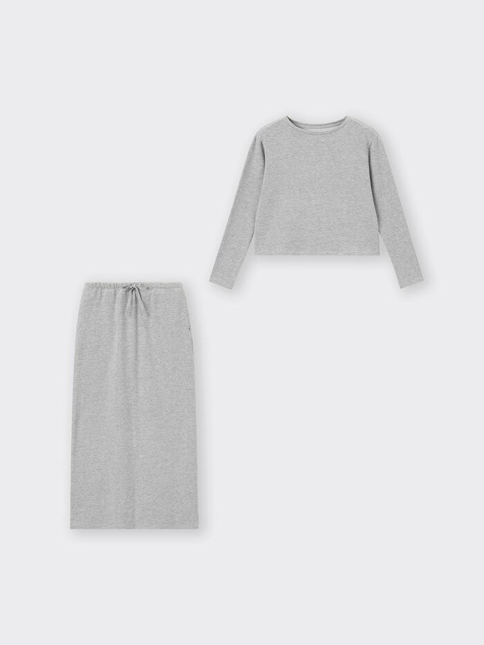 ストレッチソフトラウンジスカートセット（長袖）