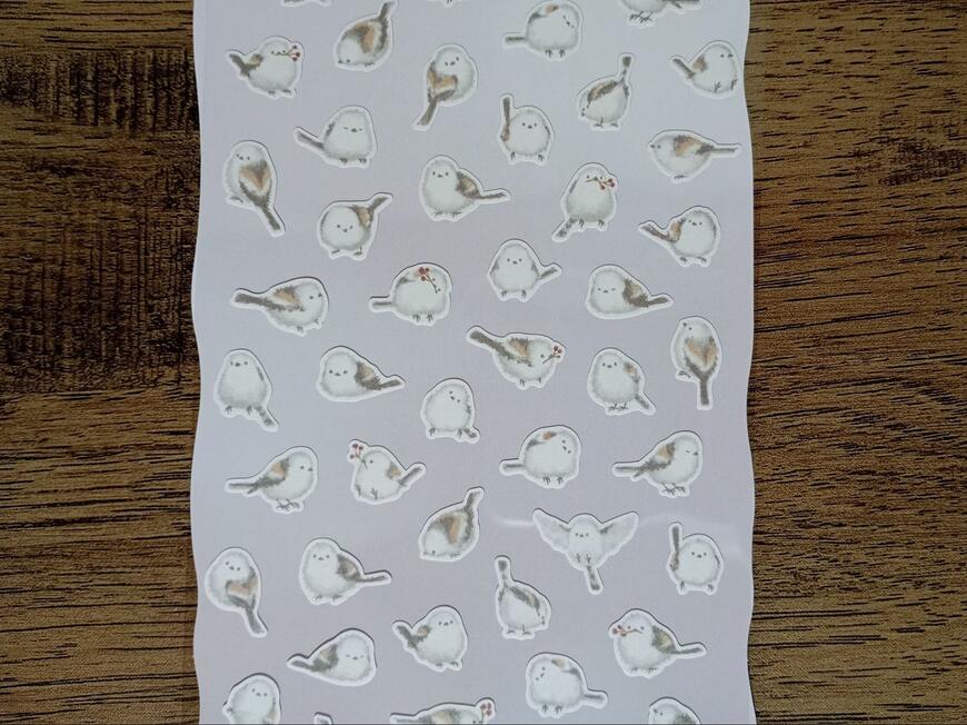 筆者撮影（ダイソー、シール（アニマル、シマエナガ））