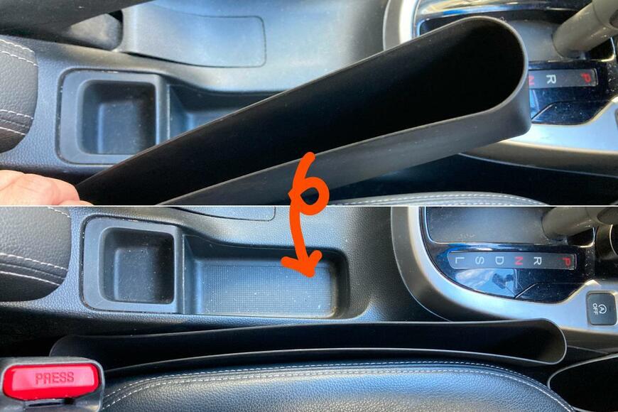 筆者撮影　セリア「車用スリムポケット」