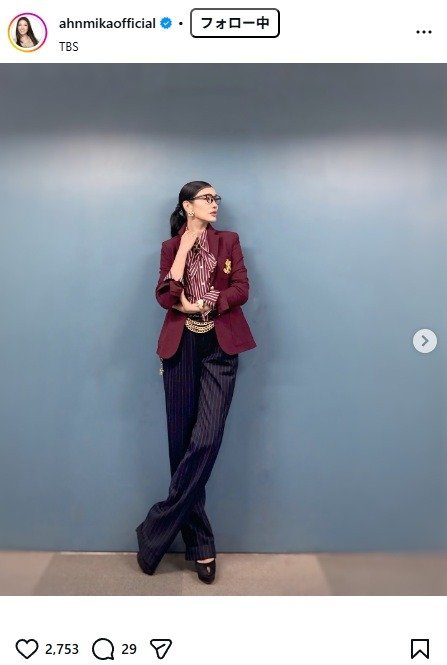 出所：アンミカのInstagram（＠ahnmikaofficial）　参照日：2026年2月13日