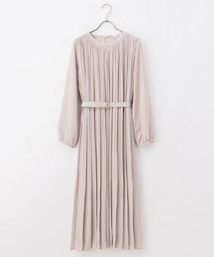 ハニーズ、プリーツ使いワンピース（グレージュ）の画像