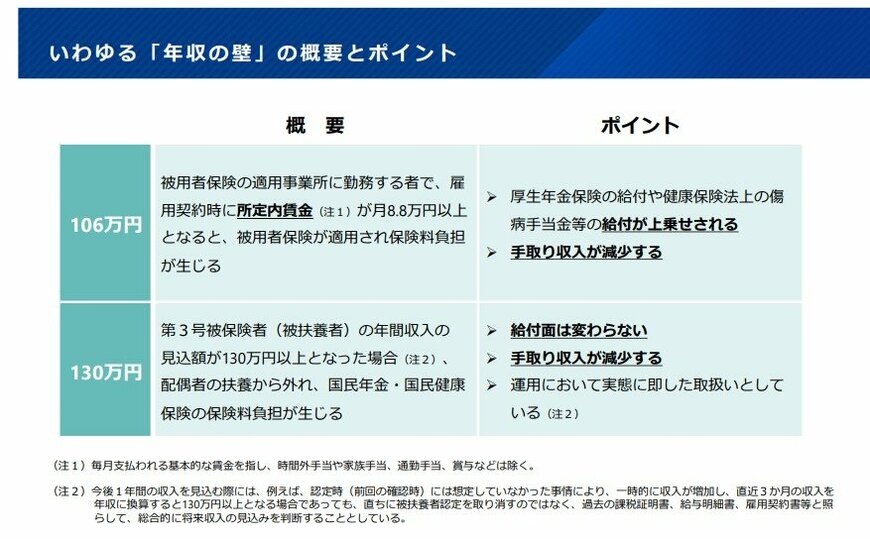 いわゆる年収の壁の概要とポイント