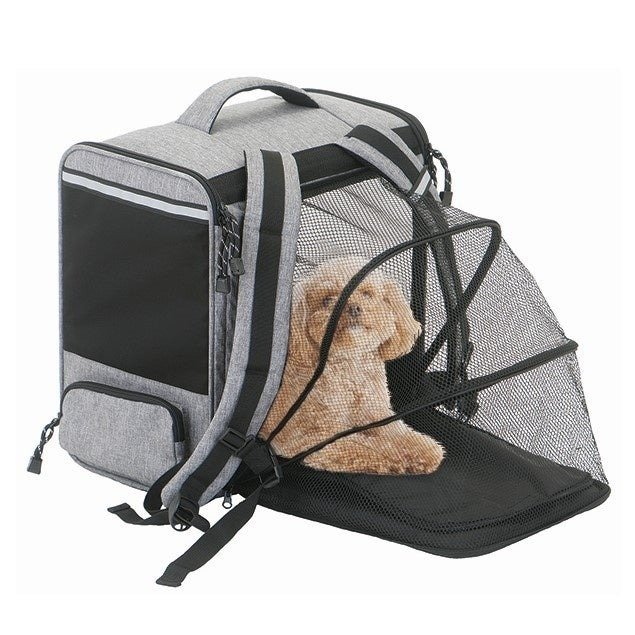 コメリ公式 Petami ケージにもなるペットリュック 4WAY グレー