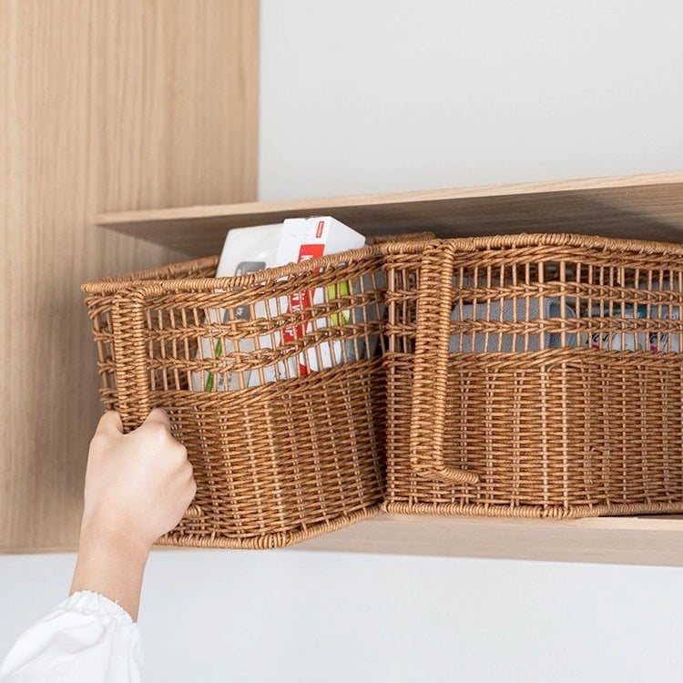 ケユカ公式　洗えるPPラタンハンドル付きストッカー