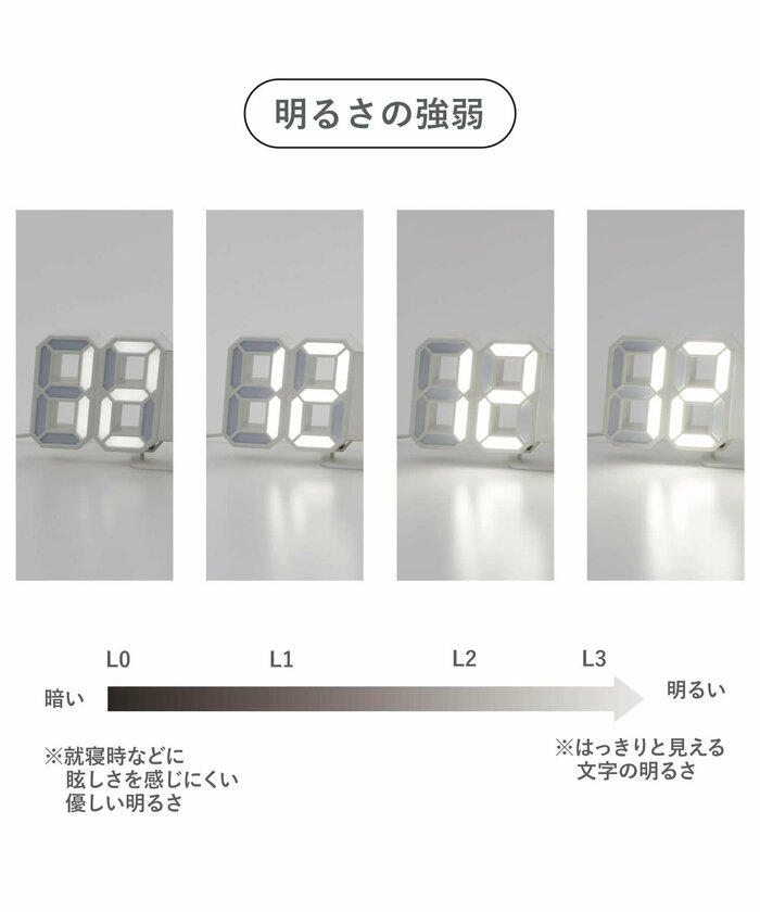 3COINS公式 LED置き時計/Nuance Interior