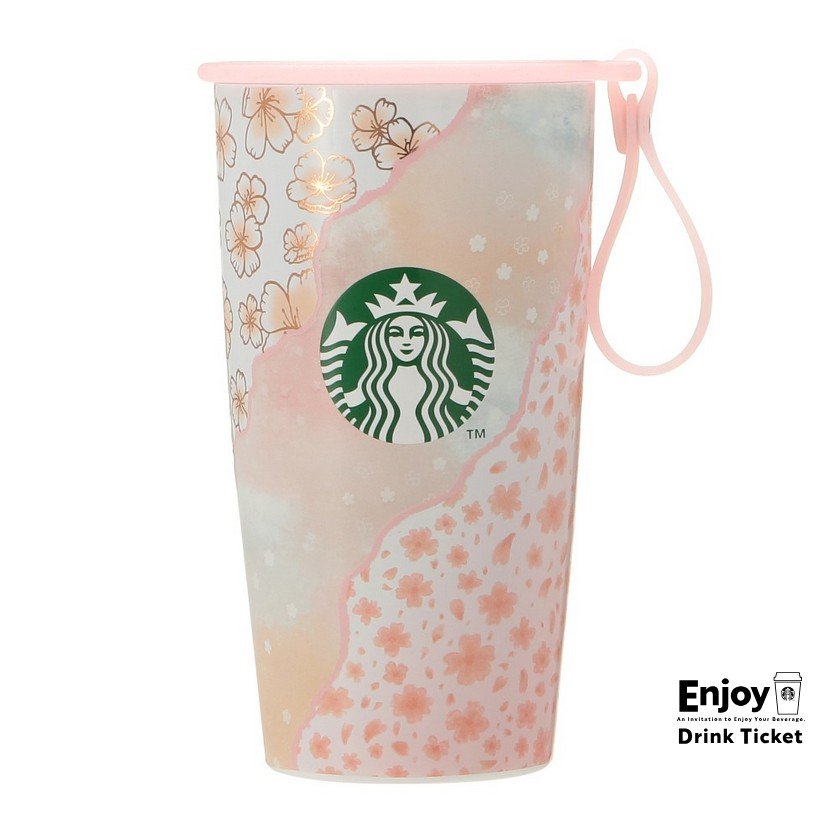 SAKURA2025ストラップカップシェイプステンレスボトルレイヤード355ml