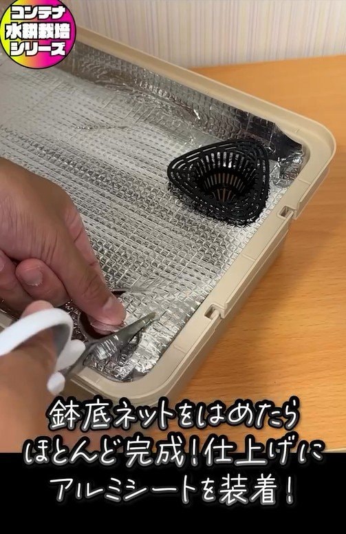 サンチュの水耕栽培、コンテナボックスの作成