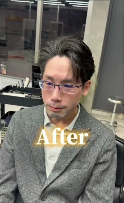 アフターは額を出したアップバングショート