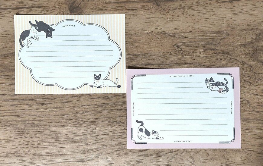 筆者撮影（セリア、A6 メモ帳 60枚 スケッチねこ柄）