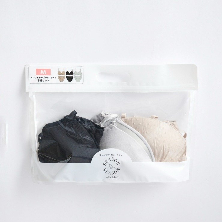 しまむら、SEASON REASON ノンワイヤーブラジャー＋ショーツ3組セット【福袋】画像