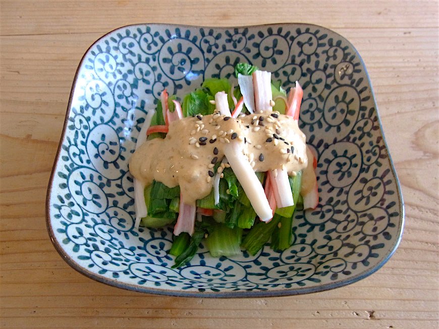 小松菜とカニカマのマヨ酢味噌和え