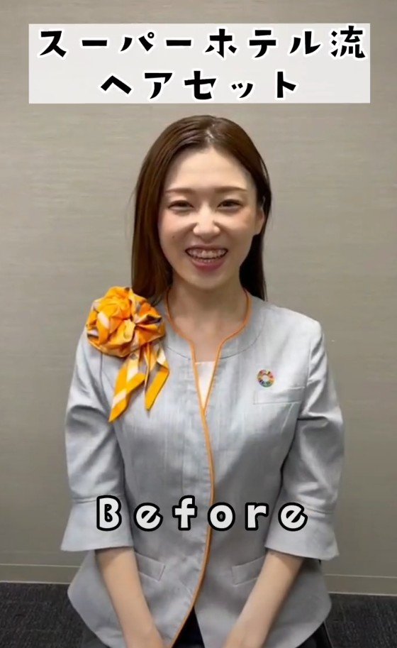出所：@superhotel_official「スーパーホテルがお届けするホテルあるある ヘアセットを大公開！」