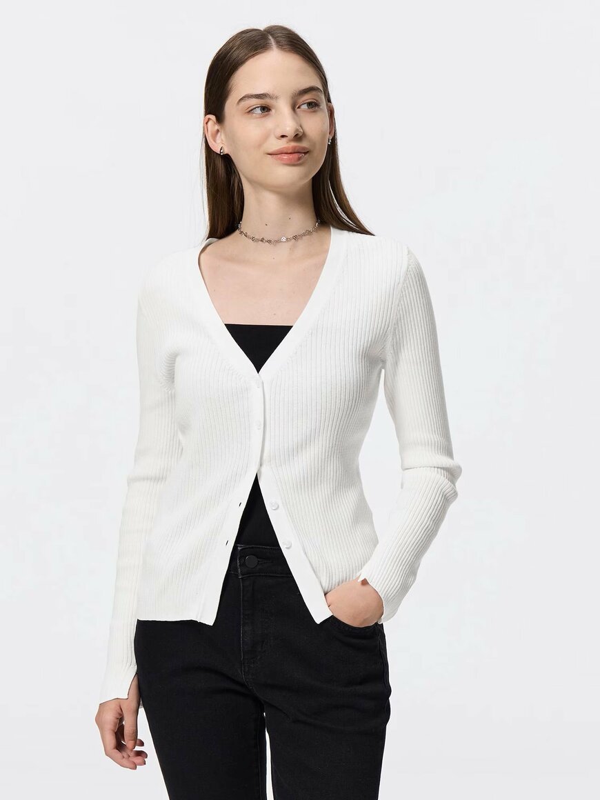 出所：GU公式　UVカットVネックカーディガンZ+E