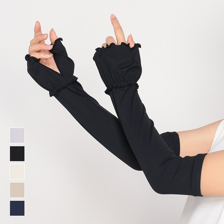 KEYUCA公式 手のひらオープンリブフレア アームカバー ミディアムの画像