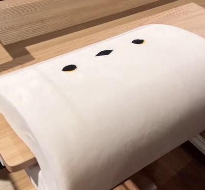 ニトリ、ぼく、シマエナガ。 デスククッションホワイト画像