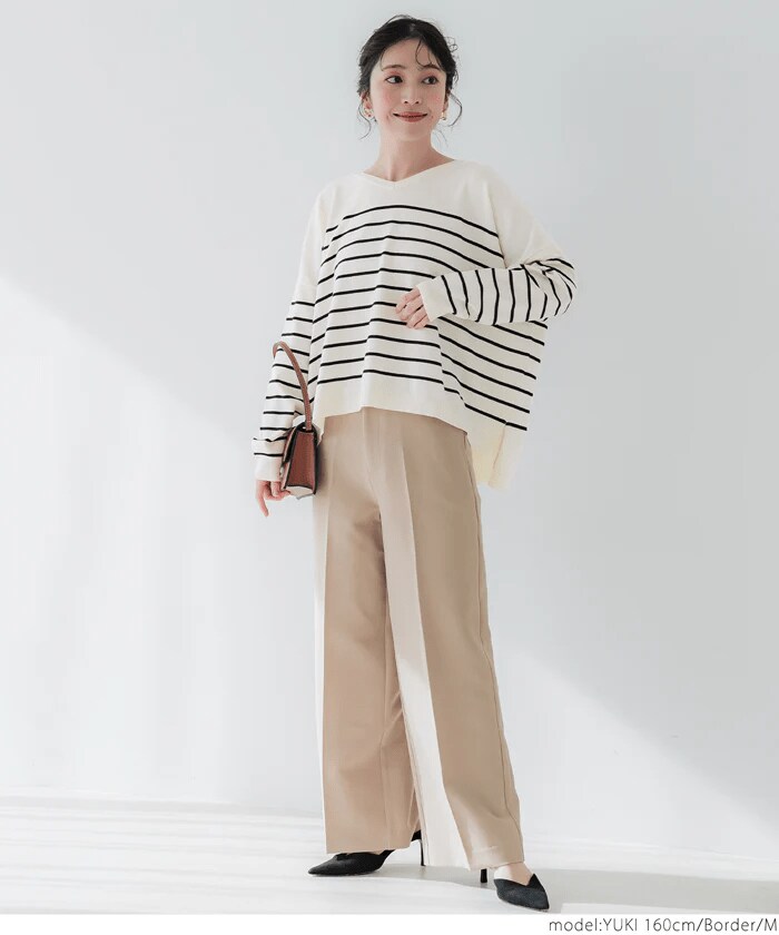 ハイゲージニットVネックドルマントップス