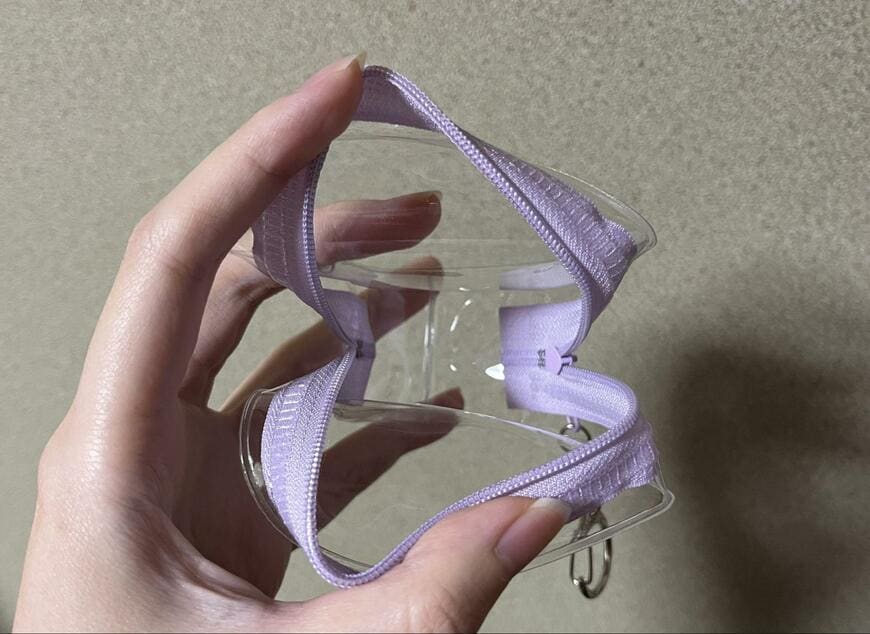 セリア、推し活ポーチ ハート(ブルー・グリーン・パープル)画像