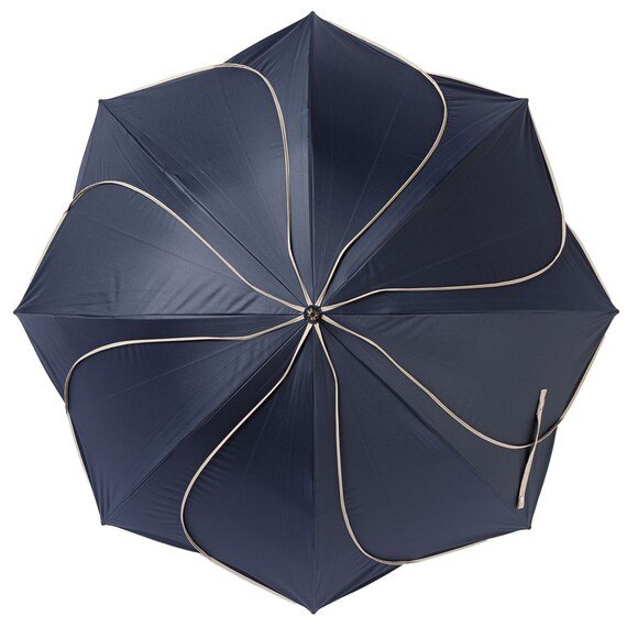 ニトリ、晴雨兼用バイカラーパイピング長傘ホワイト画像