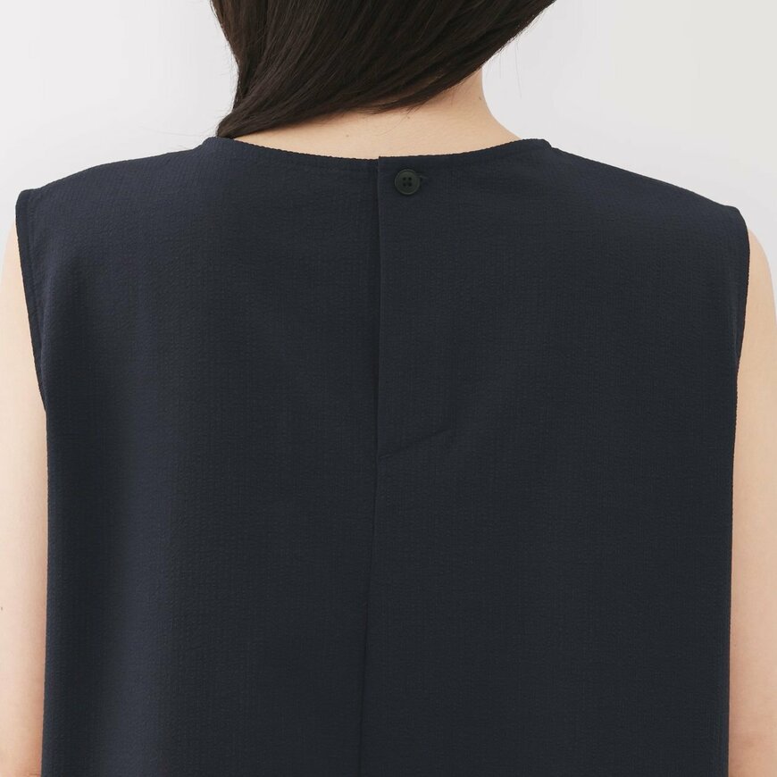 風を通す ストレッチサッカー スリーブレスワンピース