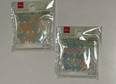 筆者撮影（ダイソー、こんぺいとう風ビーズ（ミックス、22個） 10mm）