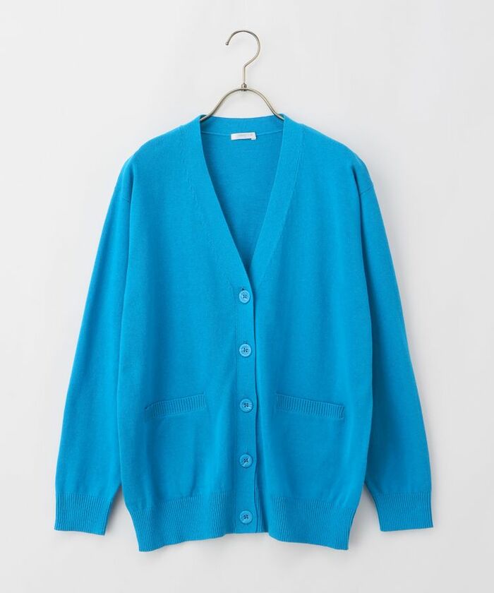 花粉対策Vネックカーデ ターコイズ