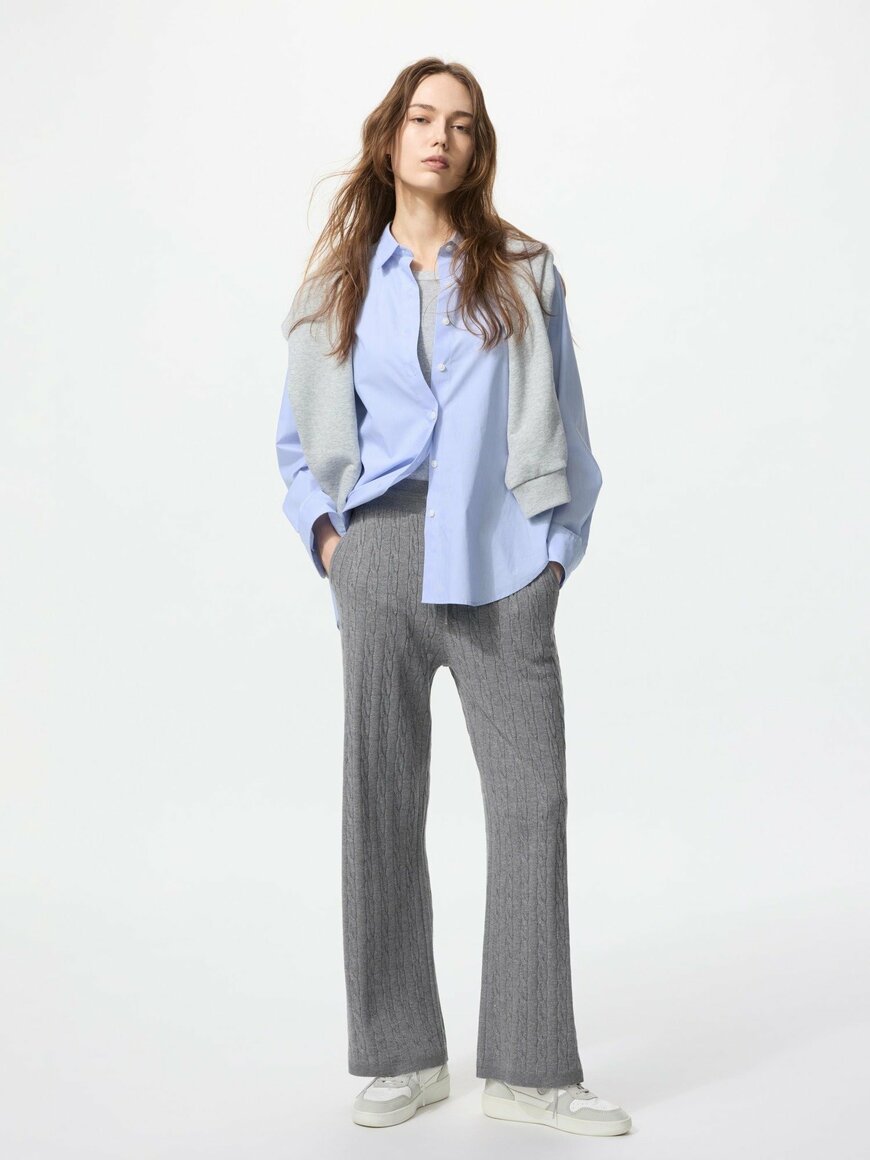 出所：ユニクロ公式　ウォッシャブルニットケーブルパンツ