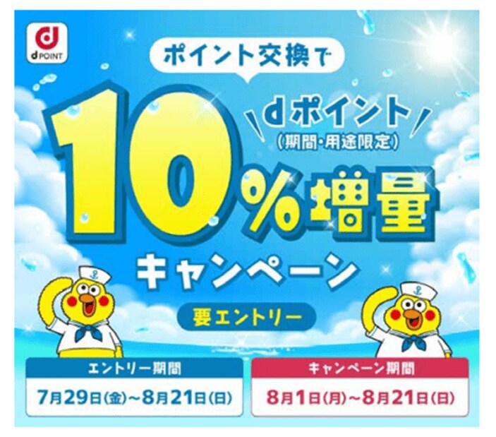 出所：株式会社 NTTドコモ「「dポイント提携店」のポイントをｄポイントに交換すると10％増量するキャンペーンを開催︕」