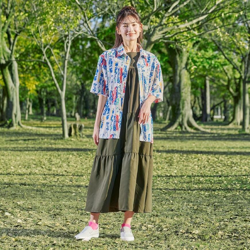 ワークマン、レディースニュートラルフレアワンピース画像