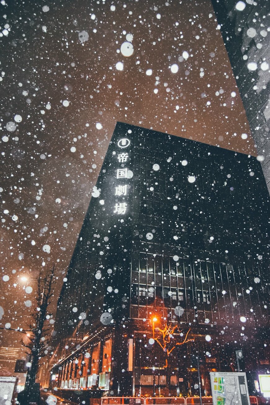 雪の日の建て替え前の帝国劇場