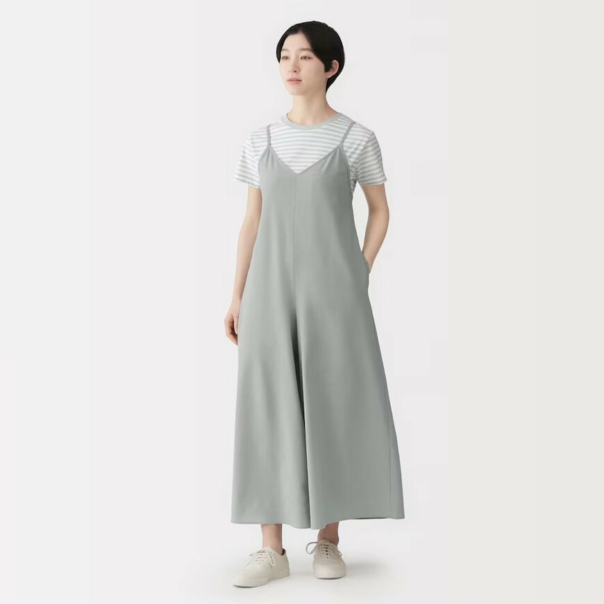 無印良品ネットストア 婦人 風を通す ストレッチサッカーサロペット(グレー)