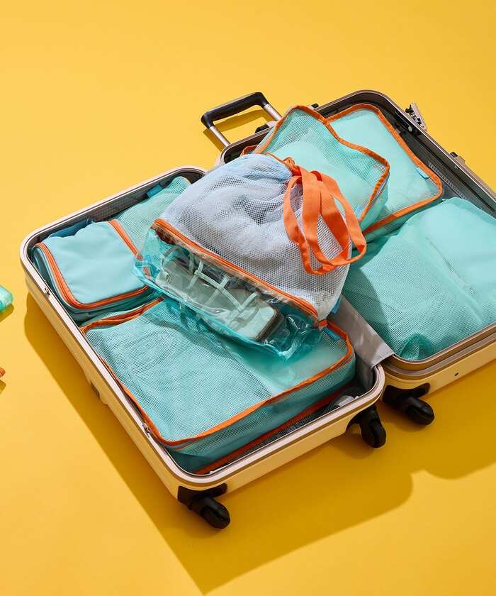 3COINS(スリーコインズ) 洗えるトラベル衣類収納マチ有り:L