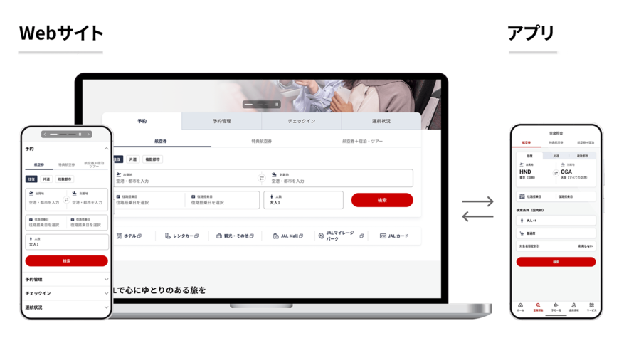 出所：PRTIMES「JAL公式予約サイトをリニューアル」