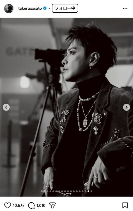 出所：佐藤健のInstagram（＠takeruxxsato）　参照日：2025年11月14日