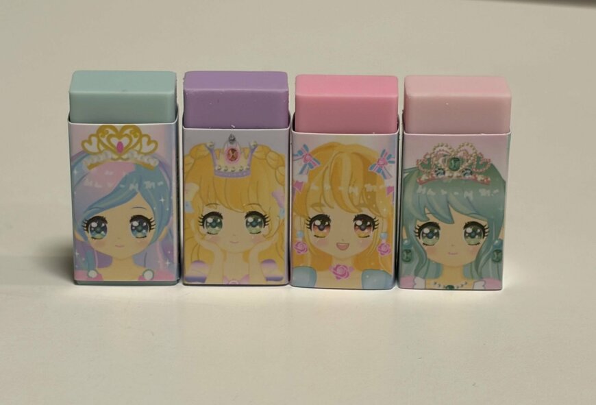 筆者撮影（ダイソー、ミニ消しゴム4Ｐ タイニープリンセス）