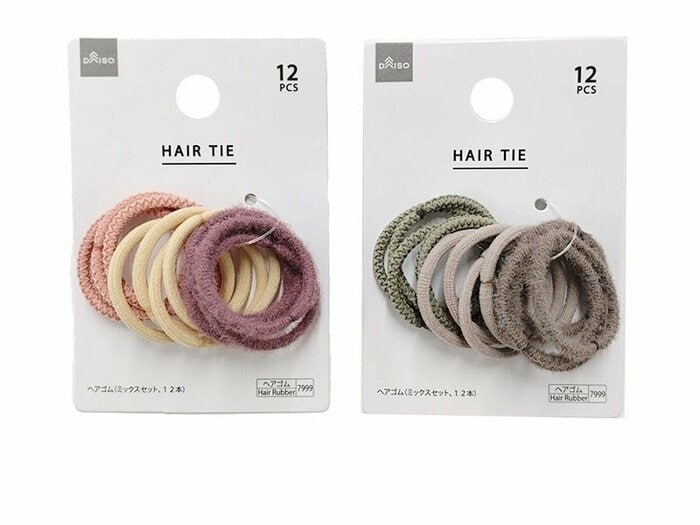 DAISO公式　ヘアゴム（ミックスセット、12本）