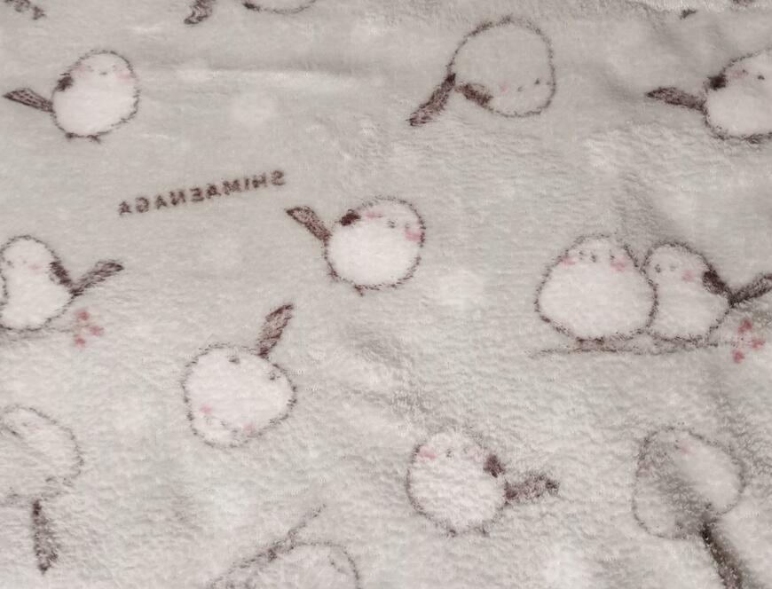 出所：筆者撮影（ダイソー、ひざかけ（サンゴマイヤー、シマエナガ））