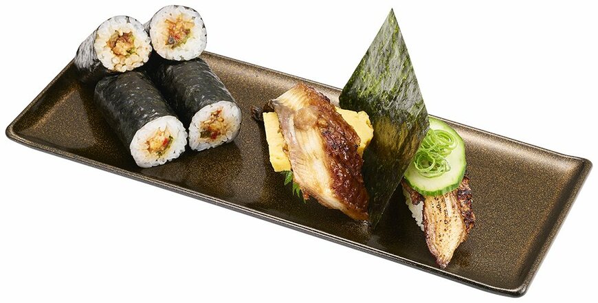 出所：株式会社FOOD & LIFE COMPANIES「うなぎ通もうならせる！「創作うなぎずし食べ比べ」が登場！暑い夏はスシローのうなぎで乗り切ろう！＜7月24日（水）より全国のスシローにて期間限定販売＞」