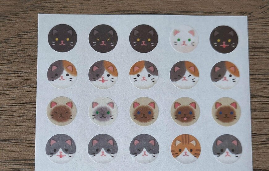 筆者撮影（セリア、ポイントステッカー ネコ）