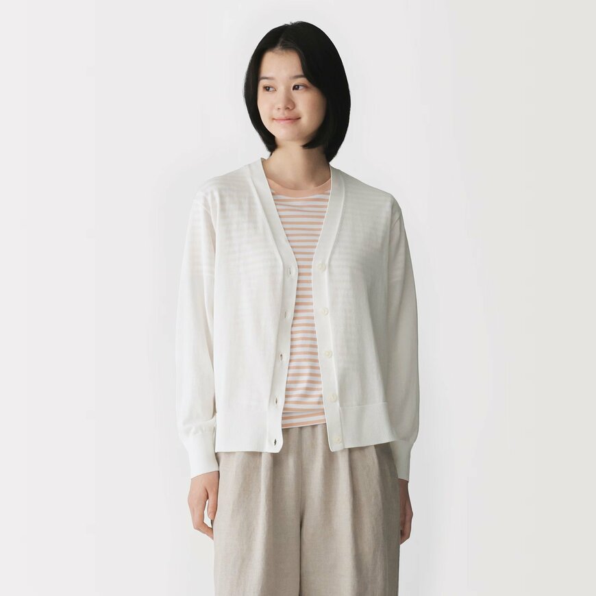 無印良品ネットストア　婦人　ＵＶカットライトニットＶネックカーディガンの画像