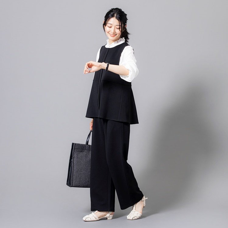 ツイルポンチタックワイドパンツ